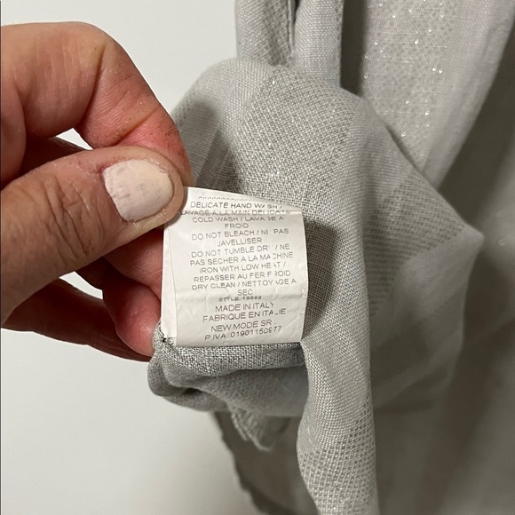 BELLAMBIA NWOT Gray Silver Linen Striped Midi Dress Made In Italy, Size L - Picture 14 of 14